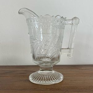 Vintage Glass Good Luck Creamer American Patterned Glass